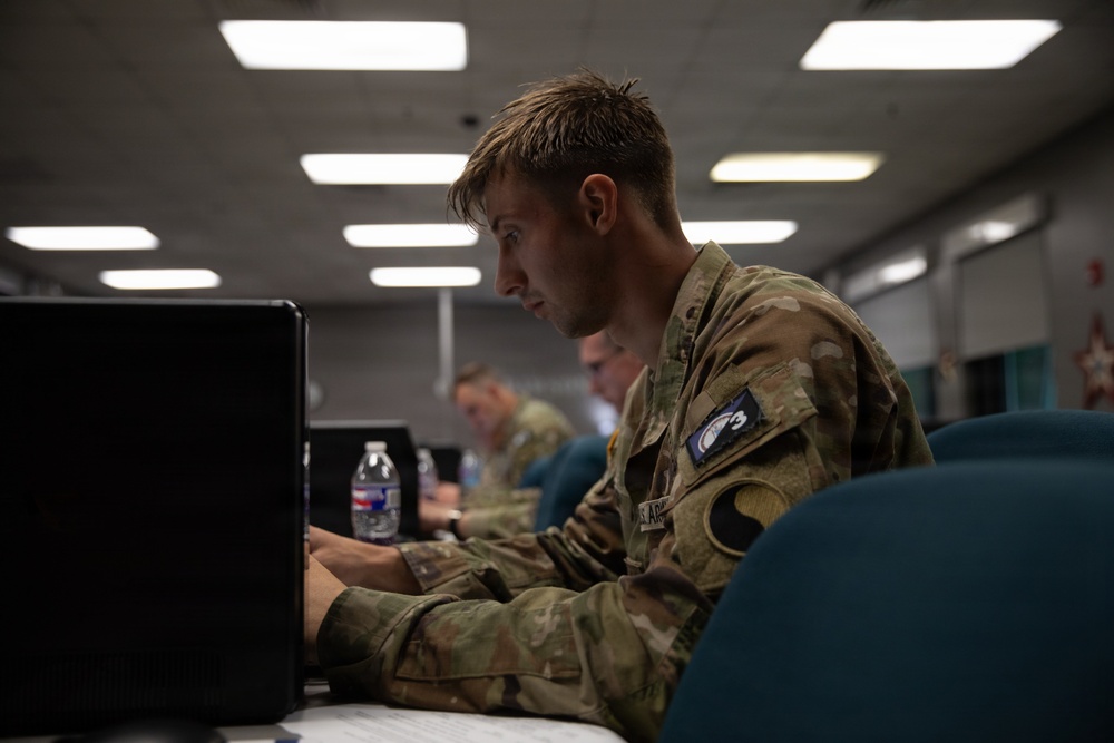 Region II Best Warrior competitors complete a written test and essay