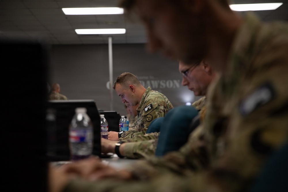 Region II Best Warrior competitors complete a written test and essay