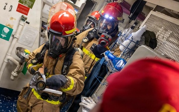 USS Mustin conducts a damage control training drill