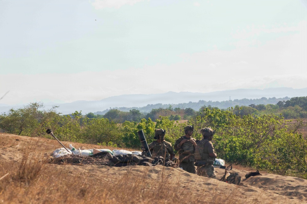 Balikatan 2026: 25th ID Soldiers fire mortars during a counter landing live-fire exercise