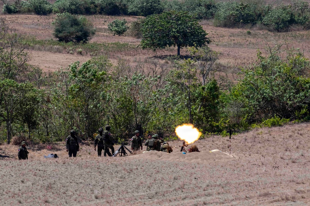 Balikatan 2026: 25th ID Soldiers fire mortars during a counter landing live-fire exercise