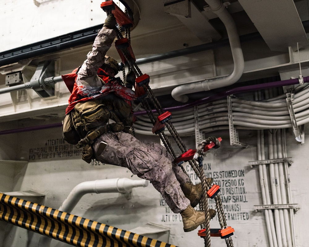 11th MEU Marines Conduct Ladder Training aboard USS Portland