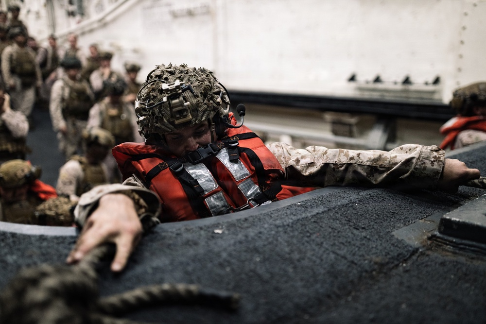 11th MEU Marines Conduct Ladder Training aboard USS Portland