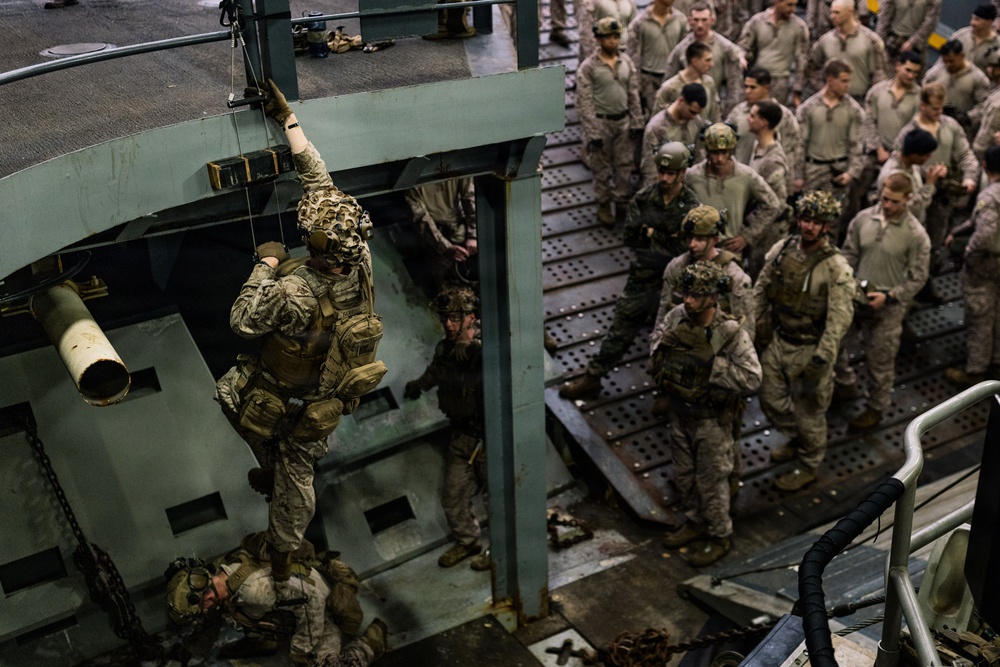 11th MEU Marines Conduct Ladder Training aboard USS Portland