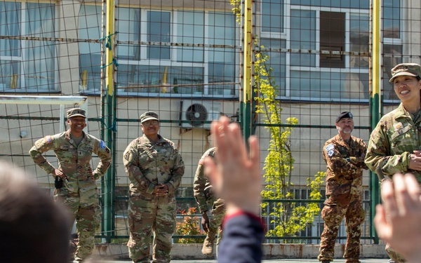 KFOR Soldiers engage students during medical outreach in Pristina