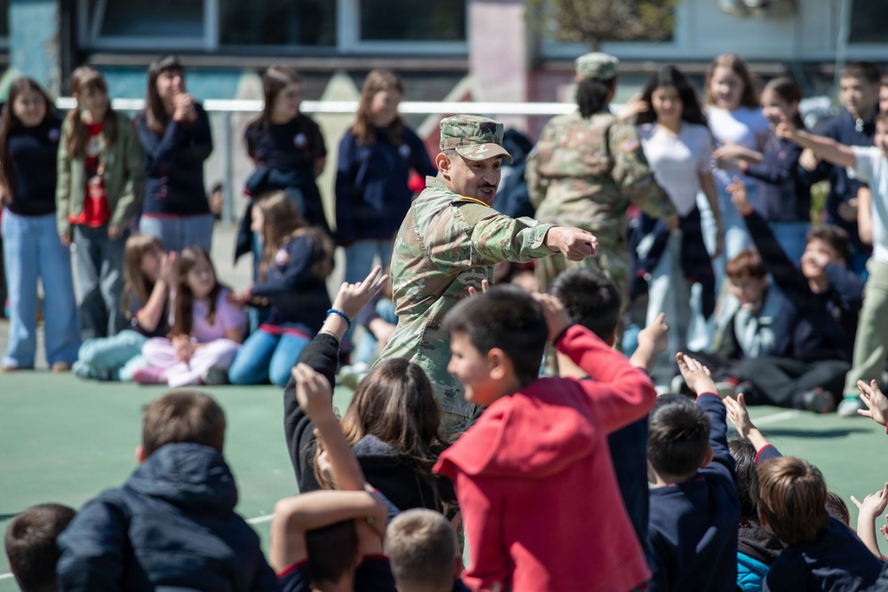 KFOR Soldiers engage students during medical outreach in Pristina