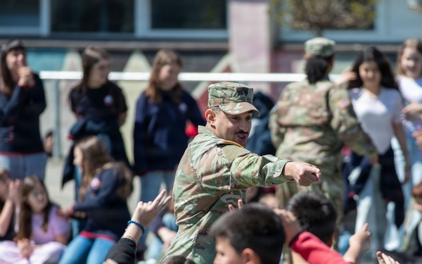 KFOR Soldiers engage students during medical outreach in Pristina