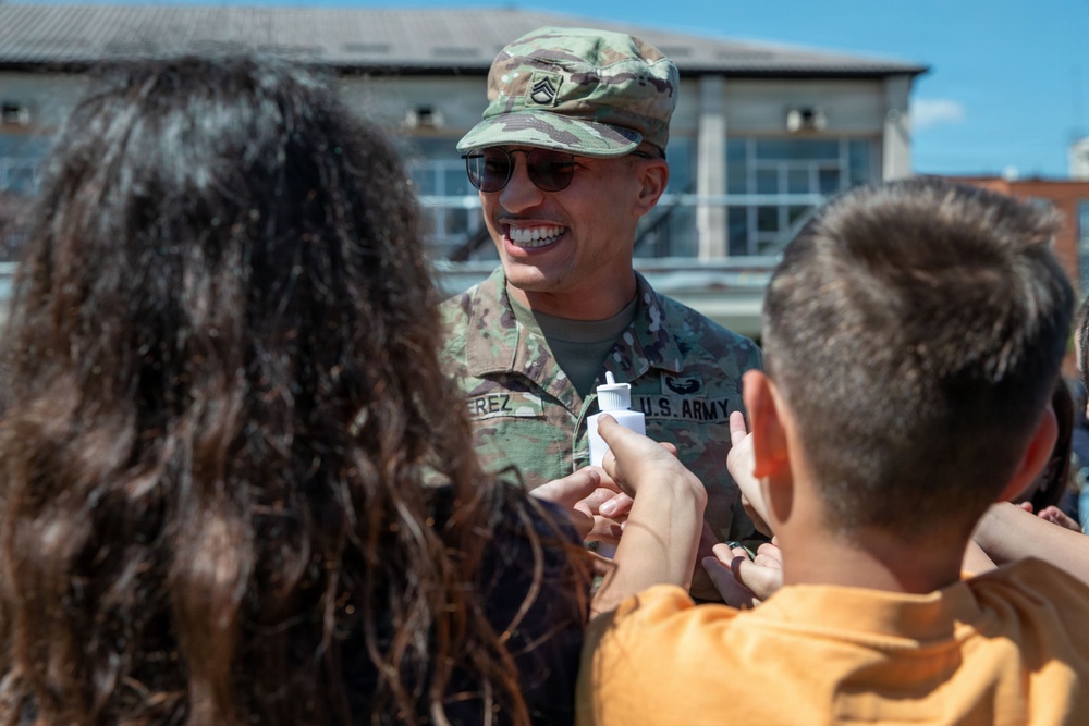 KFOR Soldiers engage students during medical outreach in Pristina