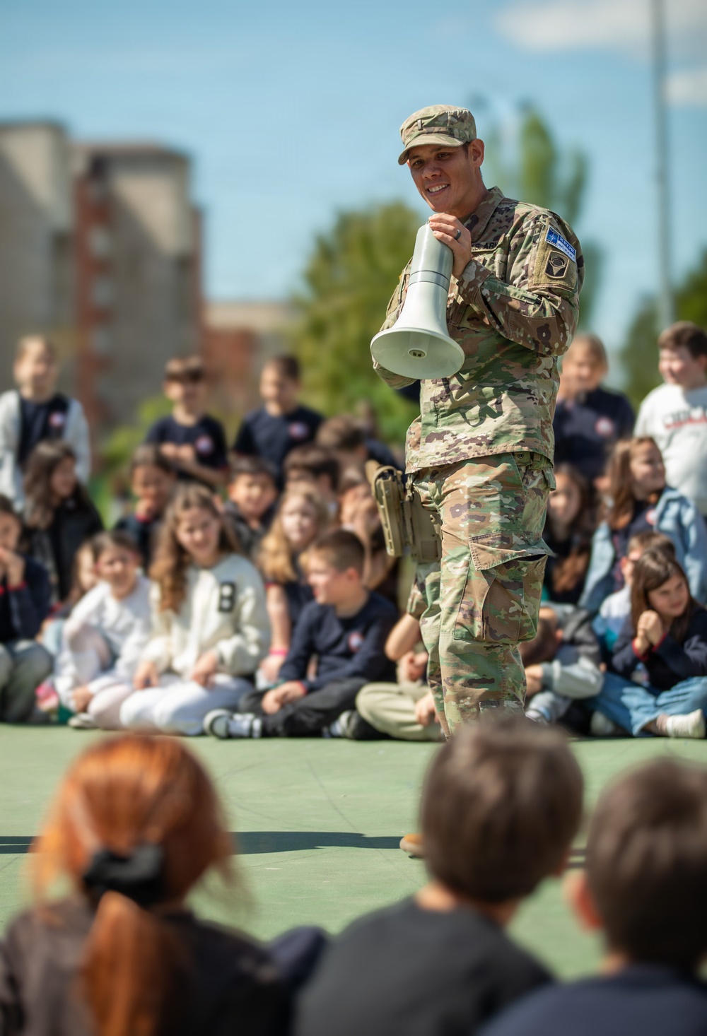 KFOR Soldiers engage students during medical outreach in Pristina