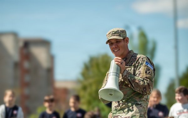 KFOR Soldiers engage students during medical outreach in Pristina