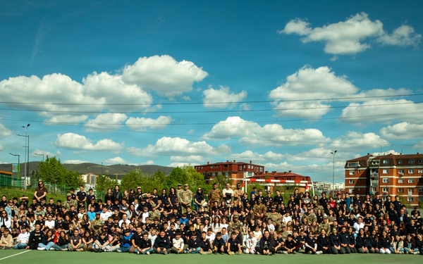KFOR Soldiers engage students during medical outreach in Pristina