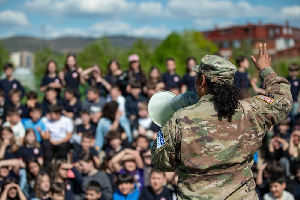 KFOR Soldiers engage students during medical outreach in Pristina