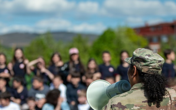KFOR Soldiers engage students during medical outreach in Pristina