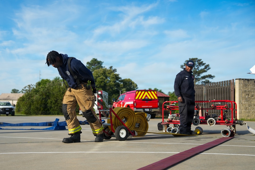 ‘The hose is our lifeline in a fire’: Robins Fire and Emergency Services team conducts annual hose testing