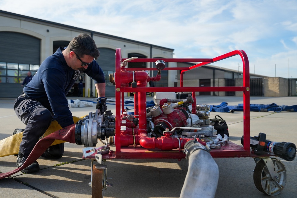 ‘The hose is our lifeline in a fire’: Robins Fire and Emergency Services team conducts annual hose testing