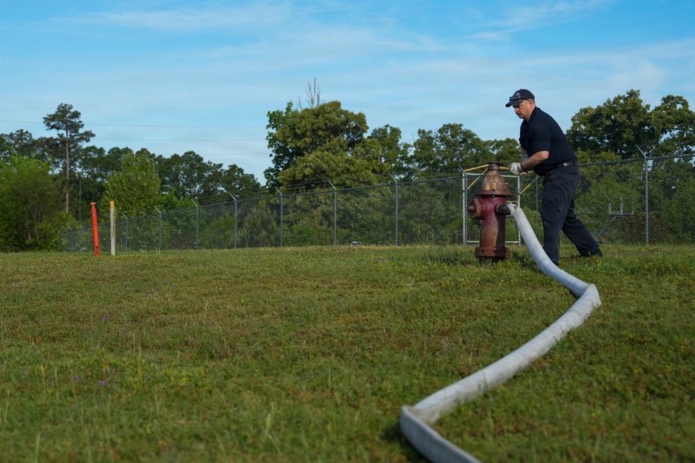 ‘The hose is our lifeline in a fire’: Robins Fire and Emergency Services team conducts annual hose testing