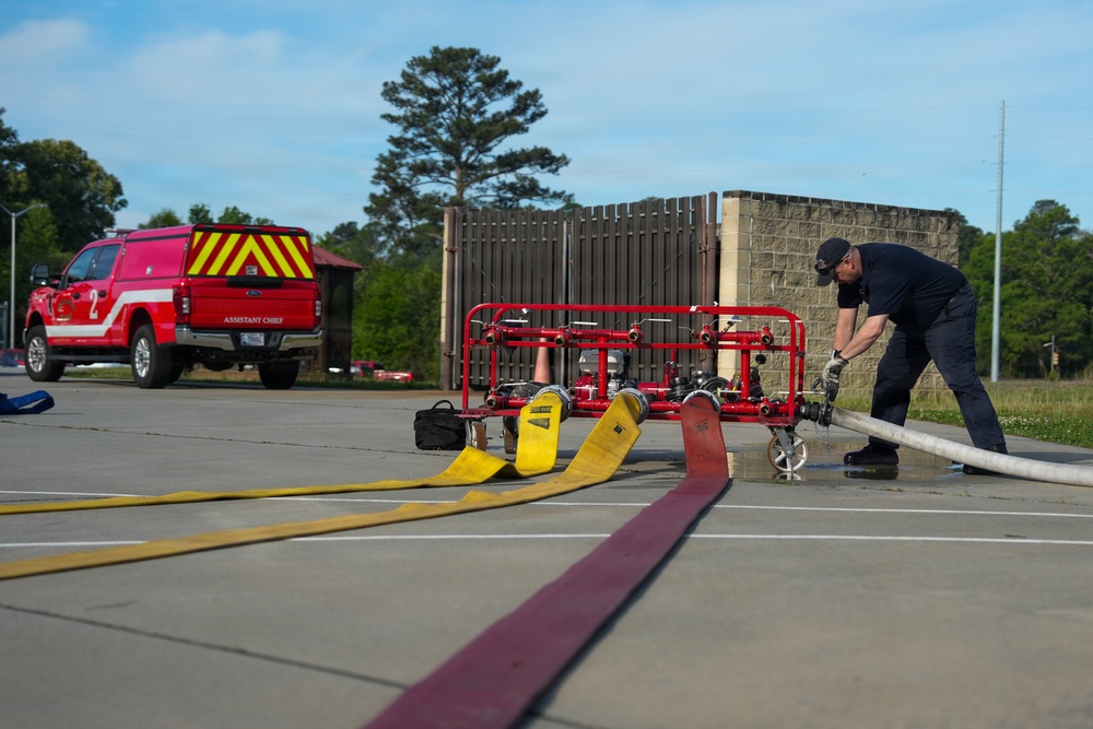 ‘The hose is our lifeline in a fire’: Robins Fire and Emergency Services team conducts annual hose testing