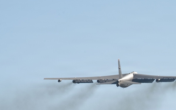 Lancer and Stratofortress Bombers depart for conditioning flight