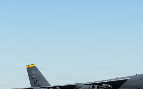 Lancer and Stratofortress Bombers depart for conditioning flight
