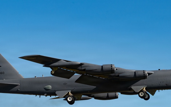 Lancer and Stratofortress Bombers depart for conditioning flight