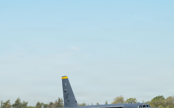 Lancer and Stratofortress Bombers depart for conditioning flight