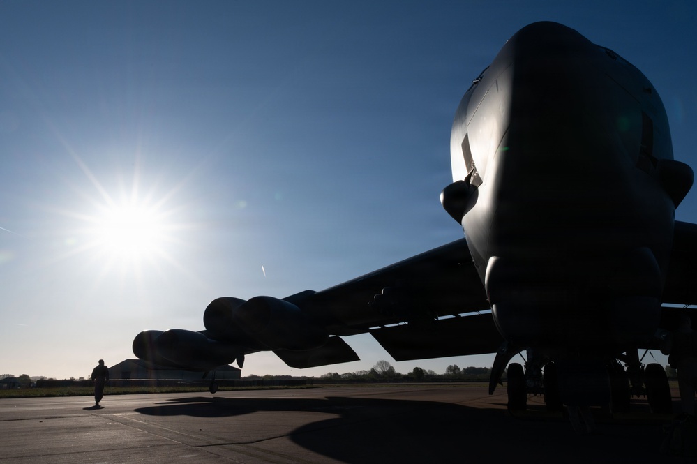Lancer and Stratofortress Bombers depart for conditioning flight