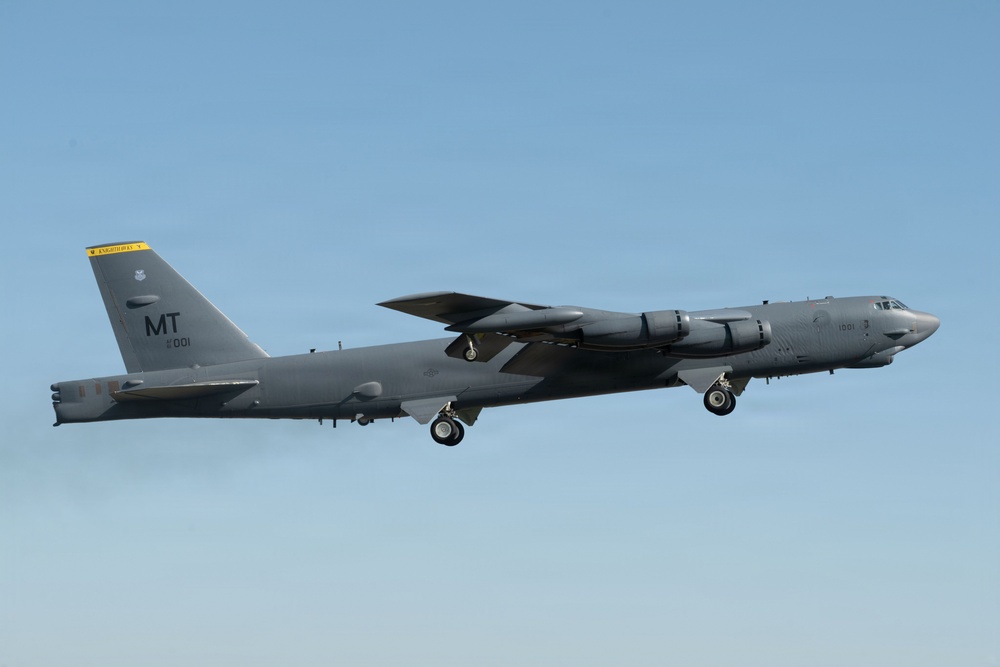 Lancer and Stratofortress Bombers depart for conditioning flight