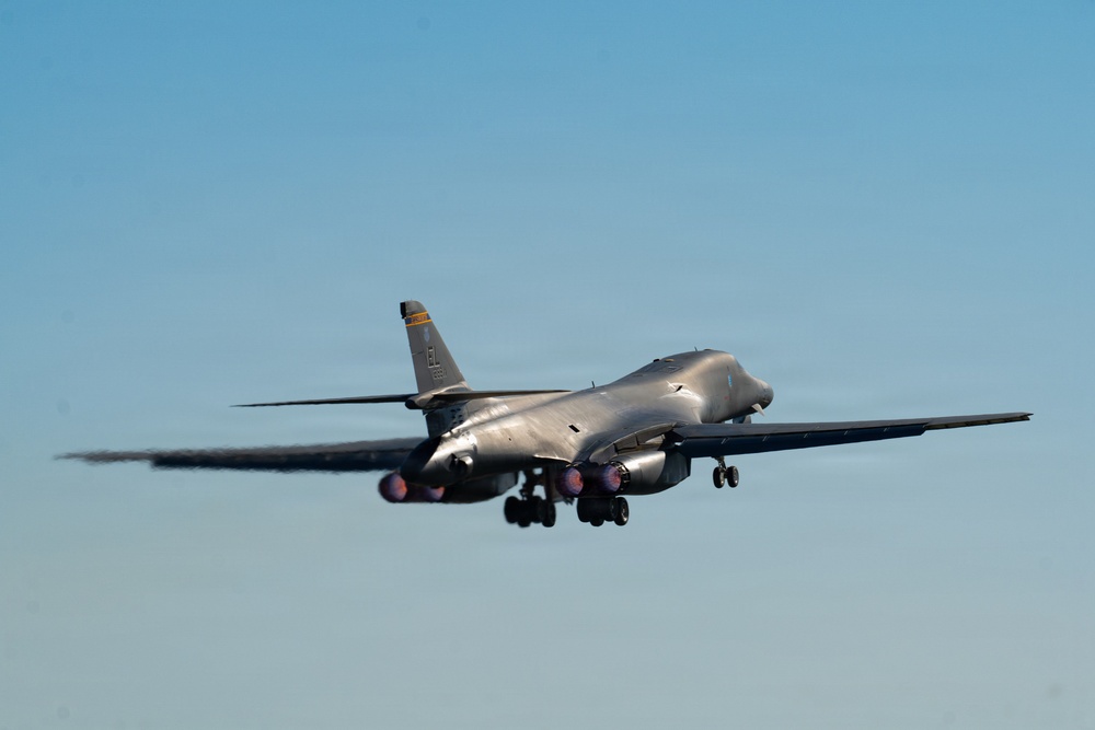 Lancer and Stratofortress Bombers depart for conditioning flight