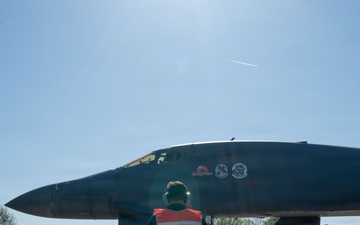Lancer and Stratofortress Bombers depart for conditioning flight