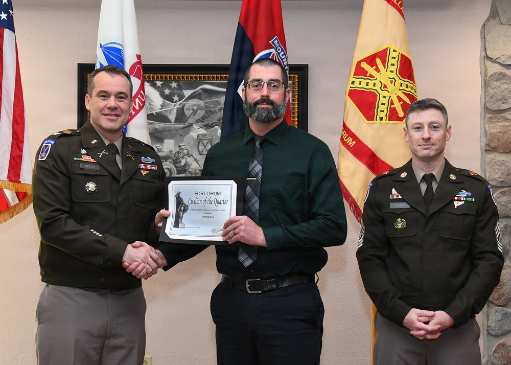 Fort Drum honors high performers during Civilians of the Quarter ceremony