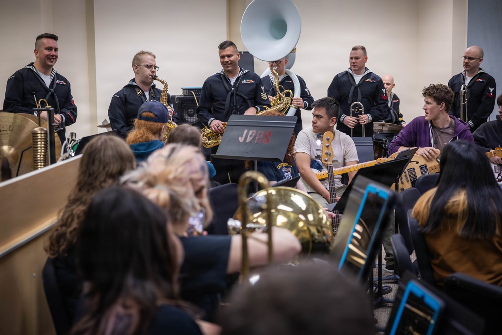 Navy Band Northwest attends a Jazz Clinic at Juneau-Douglas High School