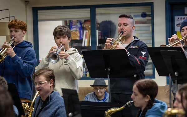 Navy Band Northwest attends a Jazz Clinic at Juneau-Douglas High School
