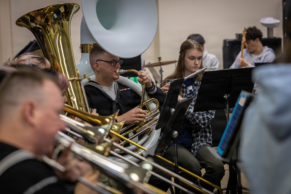Navy Band Northwest attends a Jazz Clinic at Juneau-Douglas High School
