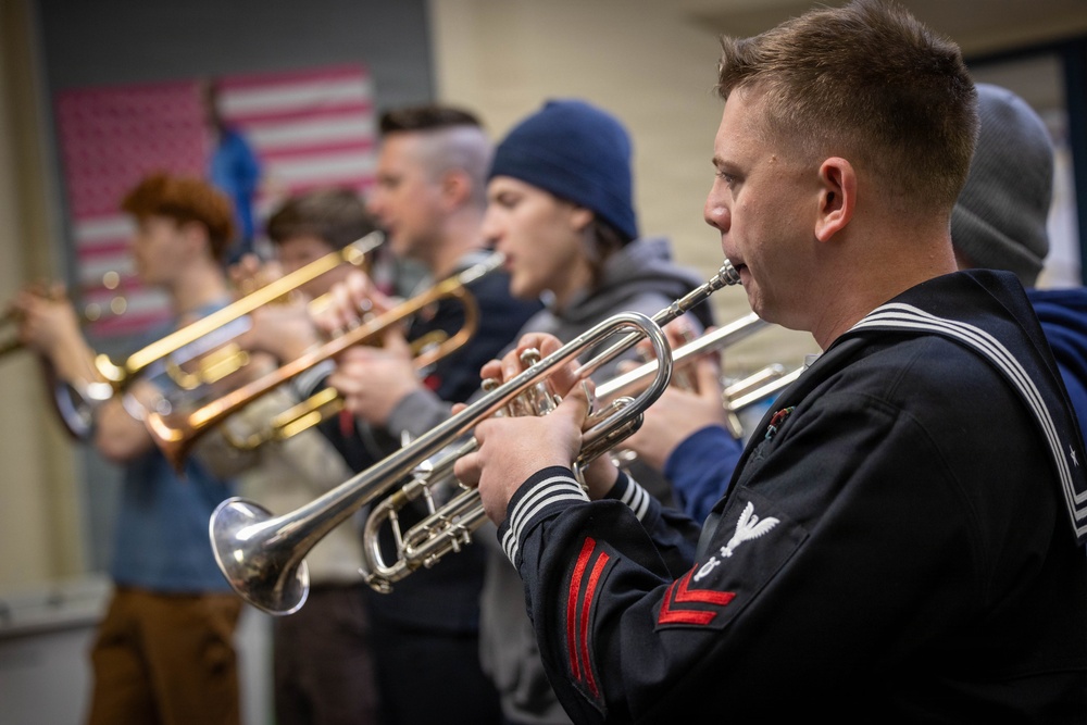 Navy Band Northwest attends a Jazz Clinic at Juneau-Douglas High School