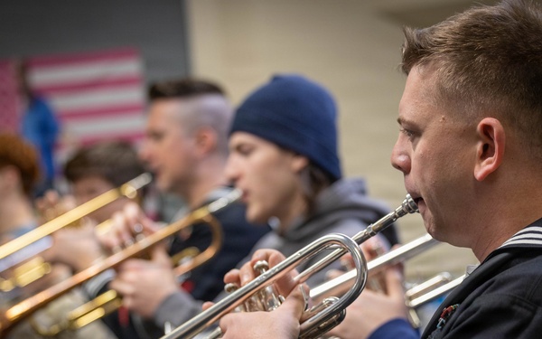 Navy Band Northwest attends a Jazz Clinic at Juneau-Douglas High School