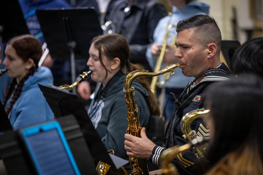Navy Band Northwest attends a Jazz Clinic at Juneau-Douglas High School