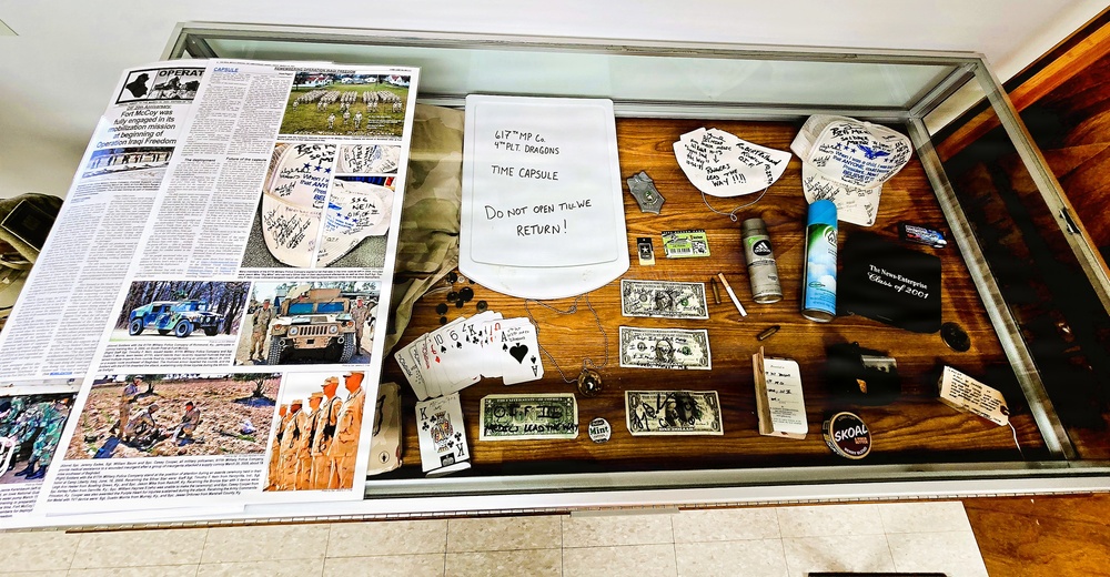 Artifacts from 617th Military Police Company time capsule discovered at Fort McCoy now on display at Fort McCoy History Center