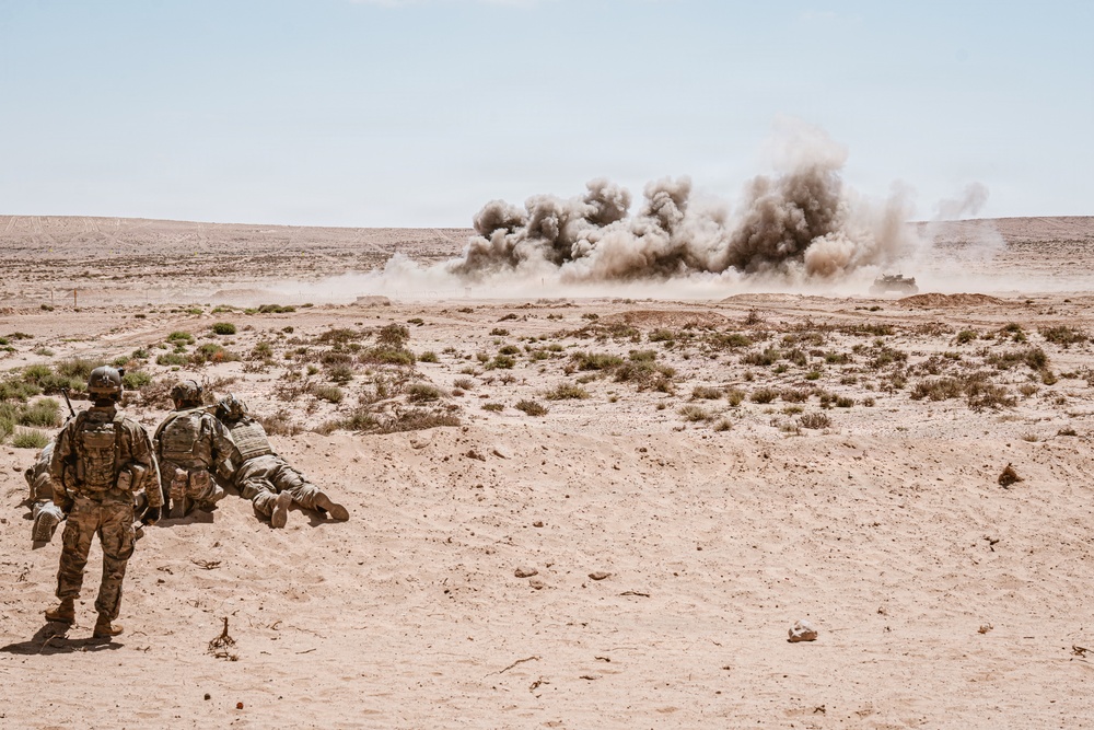 Sky Soldiers participating in African Lion 26 counterattack lane validate emerging breach tactics with robotic systems