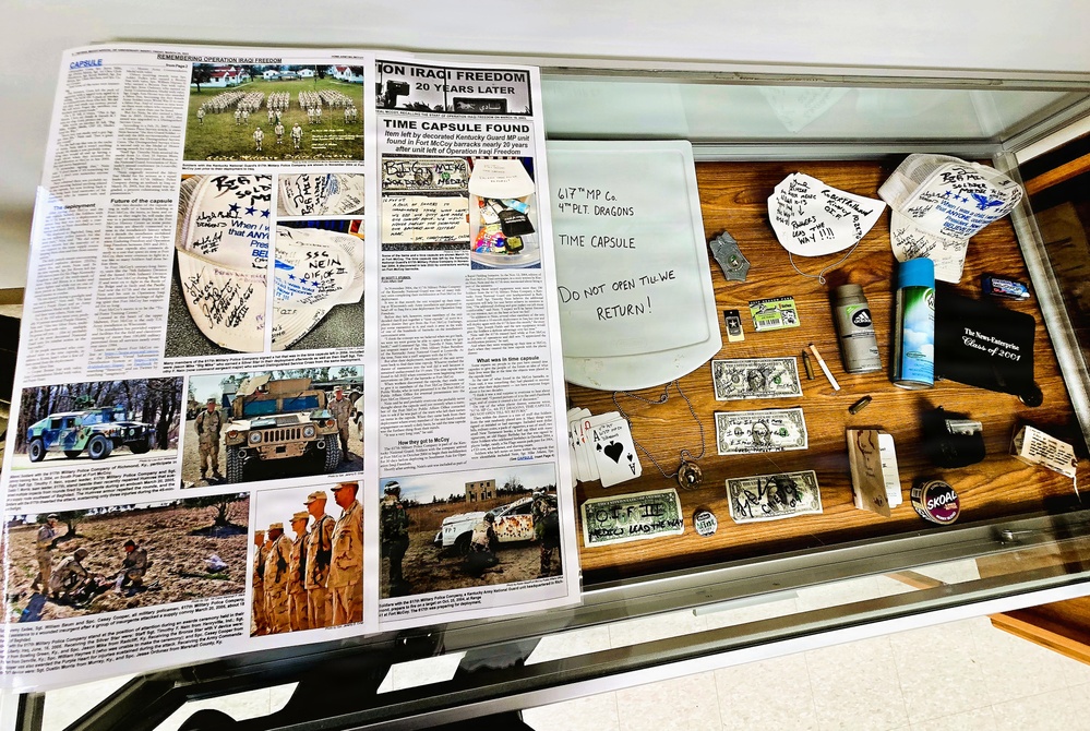 Artifacts from 617th Military Police Company time capsule discovered at Fort McCoy now on display at Fort McCoy History Center
