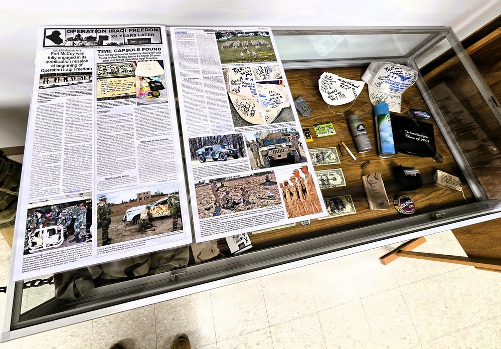 Artifacts from 617th Military Police Company time capsule discovered at Fort McCoy now on display at Fort McCoy History Center