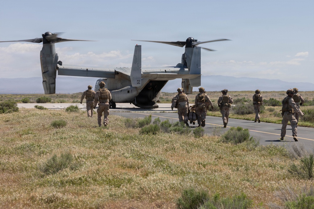 Marines coordinate simulated MV-22B Osprey CASEVAC