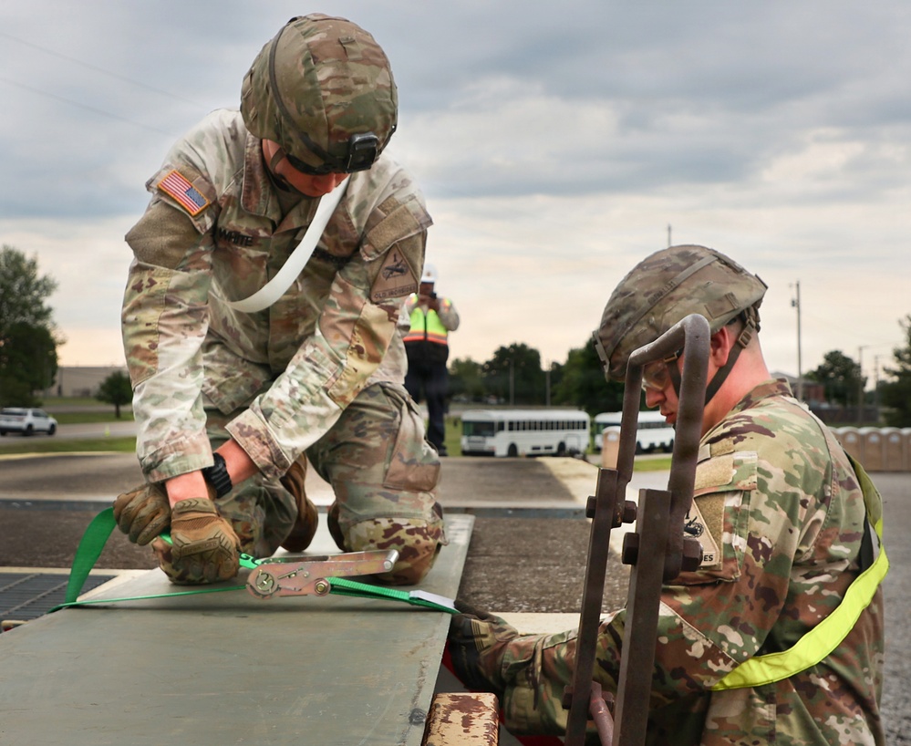 1st Armored Division vehicles and equipment rolling in to support Cadet Summer Training
