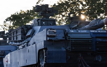 1st Armored Division vehicles and equipment rolling in to support Cadet Summer Training