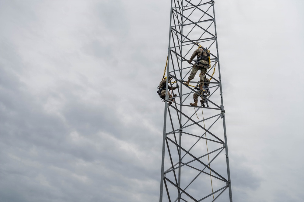 Engineering Installation Airmen sharpen skills with tower-climbing training