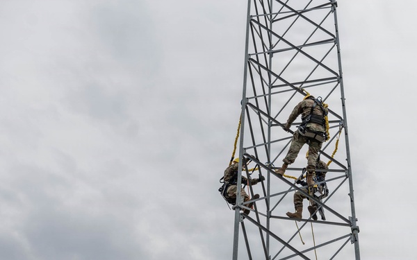 Engineering Installation Airmen sharpen skills with tower-climbing training