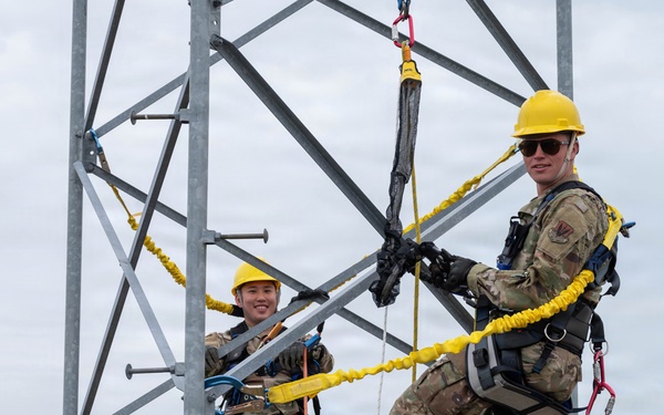 Engineering Installation Airmen sharpen skills with tower-climbing training
