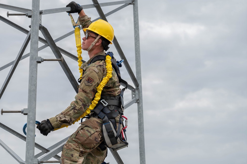 Engineering Installation Airmen sharpen skills with tower-climbing training