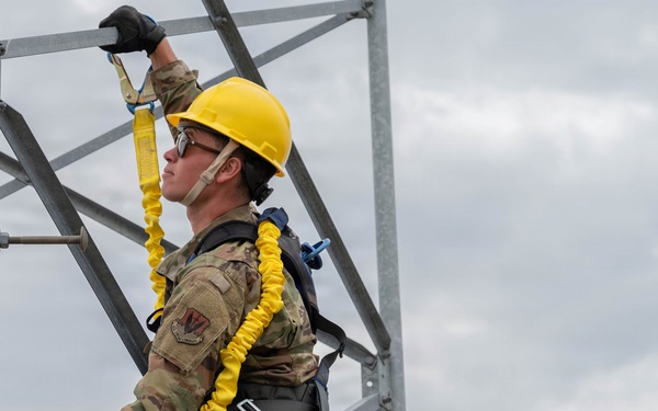 Engineering Installation Airmen sharpen skills with tower-climbing training