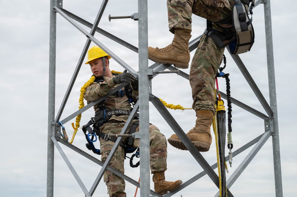 Engineering Installation Airmen sharpen skills with tower-climbing training