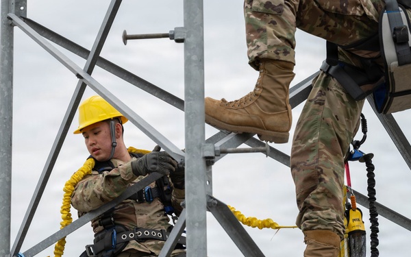 Engineering Installation Airmen sharpen skills with tower-climbing training